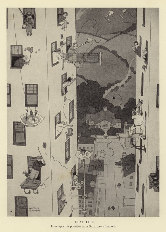 Vida plana, como o esporte é possível em uma tarde de sábado de William Heath Robinson