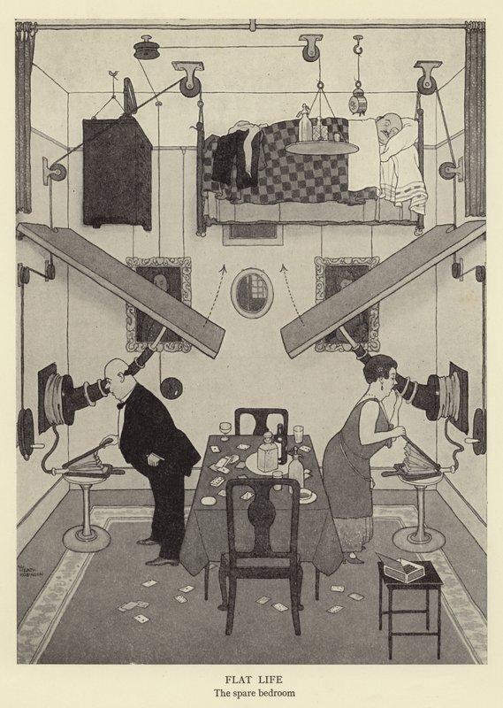 Vida plana, o litro do quarto de reposição de William Heath Robinson
