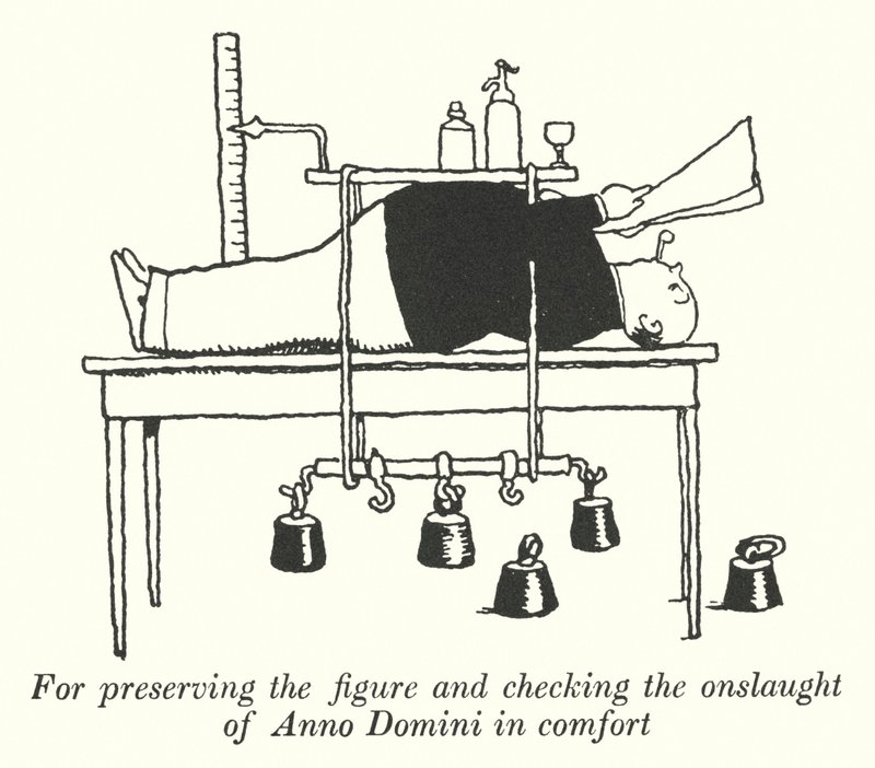 Para preservar a figura e verificar a investida de Anno Domini no conforto (litho) de William Heath Robinson