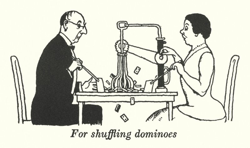 Para baralhar dominó (litho) de William Heath Robinson