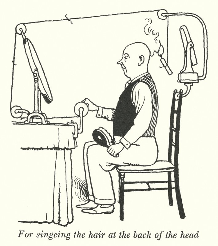 Para a queda do cabelo na parte de trás da cabeça (litho) de William Heath Robinson