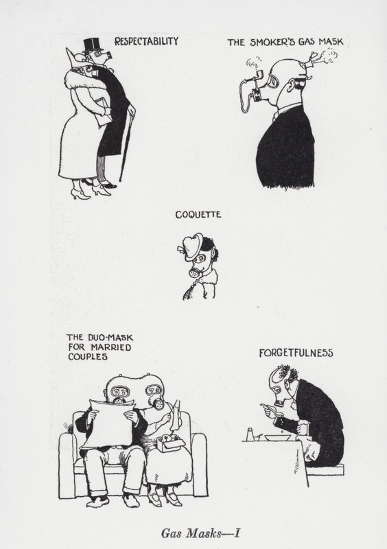 Máscaras de gás - I (litho) de William Heath Robinson