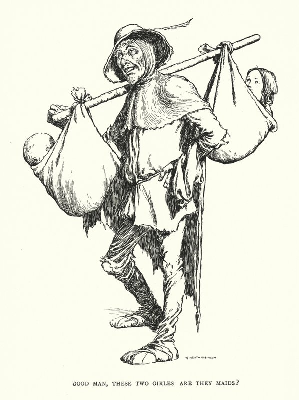 Bom homem, estas duas raparigas são empregadas? (litho) de William Heath Robinson