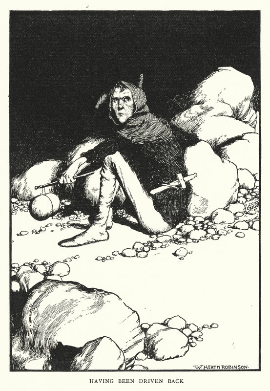 Tendo sido conduzido de volta (litho) de William Heath Robinson