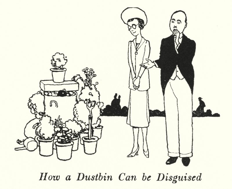 Como um Dustbin pode ser disfarçado (litho) de William Heath Robinson