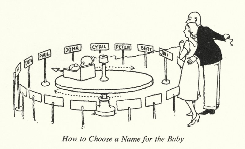 Como Escolher um Nome para o Bebê (litho) de William Heath Robinson