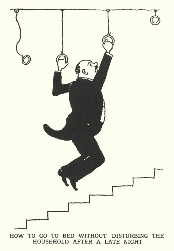Como Ir para a Cama sem Perturbar a Casa depois de uma Noite Feliz (litho) de William Heath Robinson