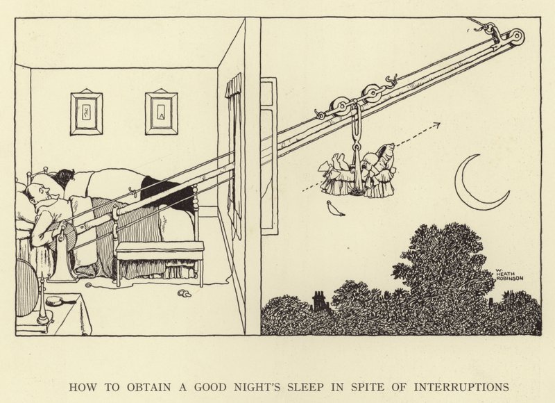 Como obter uma boa noite de sono apesar das interrupções de William Heath Robinson