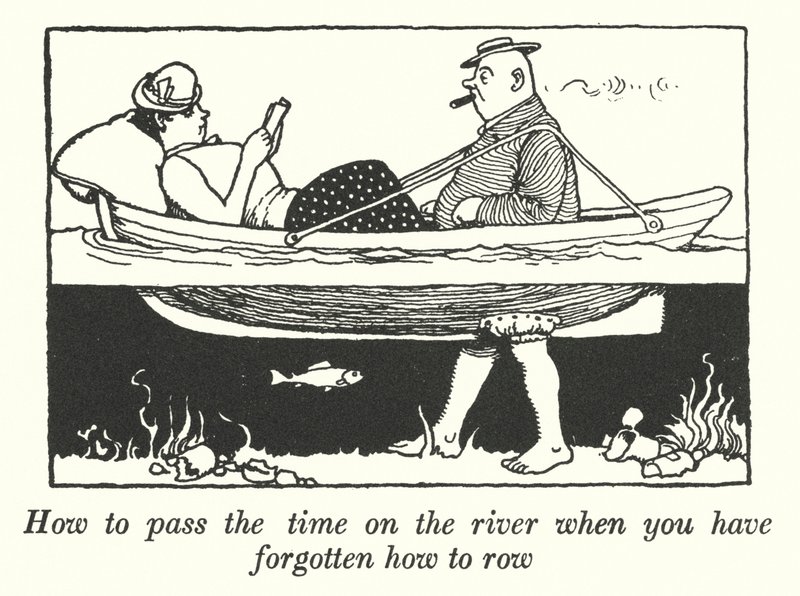 Como passar o tempo no rio quando você esqueceu como remar (litho) de William Heath Robinson