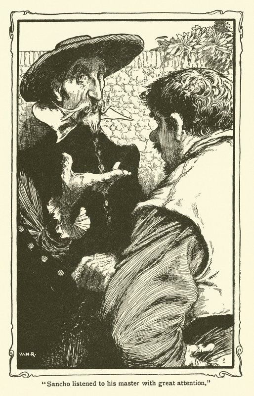 Ilustração para Dom Quixote (litho) de William Heath Robinson