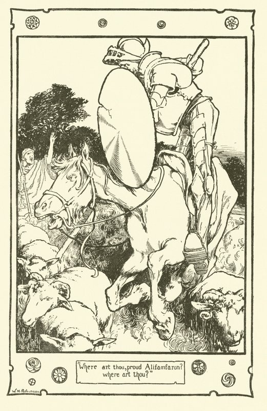 Ilustração para Dom Quixote (litho) de William Heath Robinson