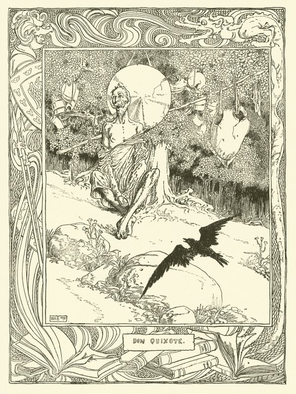 Ilustração para Dom Quixote (litho) de William Heath Robinson