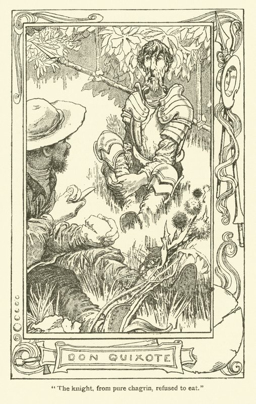 Ilustração para Dom Quixote (litho) de William Heath Robinson