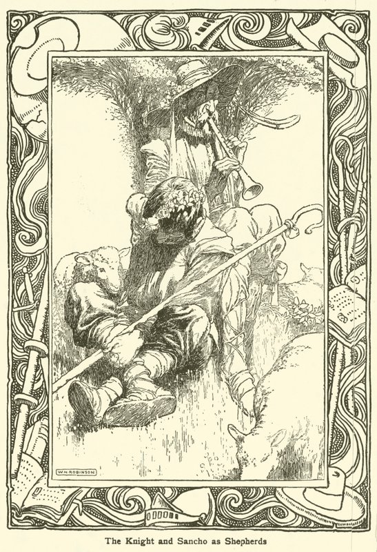 Ilustração para Dom Quixote (litho) de William Heath Robinson