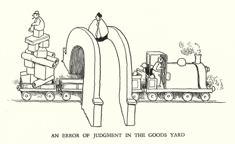 Ilustração para a Ribaldry Ferroviária de W Heath Robinson (litho) de William Heath Robinson