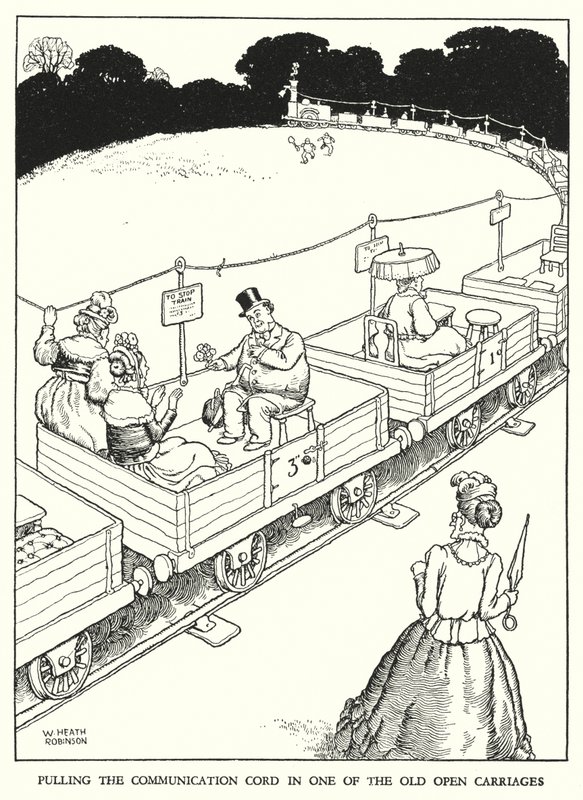 Ilustração para a Ribaldry Ferroviária de W Heath Robinson (litho) de William Heath Robinson