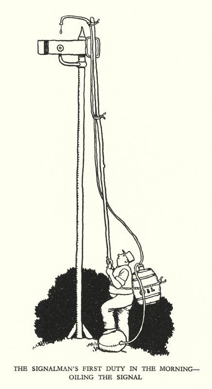 Ilustração para a Ribaldry Ferroviária de W Heath Robinson (litho) de William Heath Robinson
