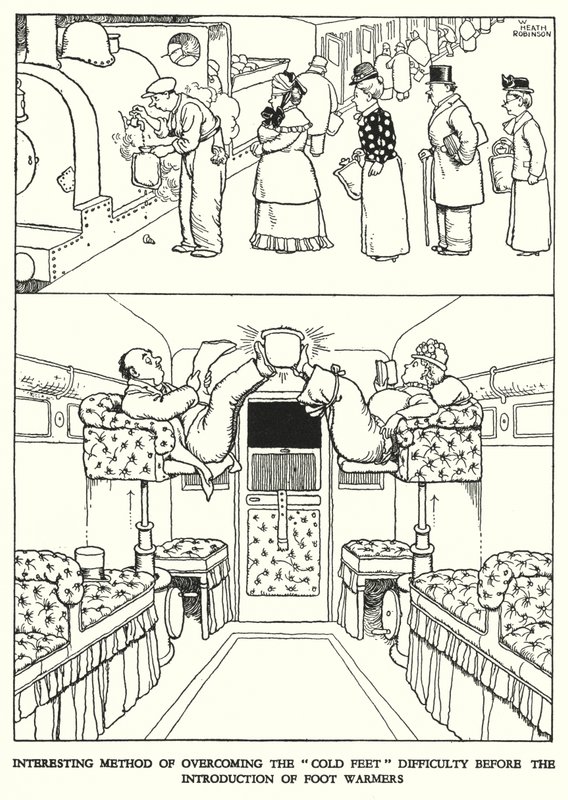 Ilustração para a Ribaldry Ferroviária de W Heath Robinson (litho) de William Heath Robinson