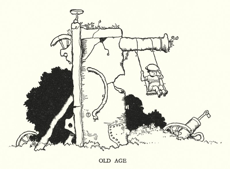 Ilustração para a Ribaldry Ferroviária de W Heath Robinson (litho) de William Heath Robinson