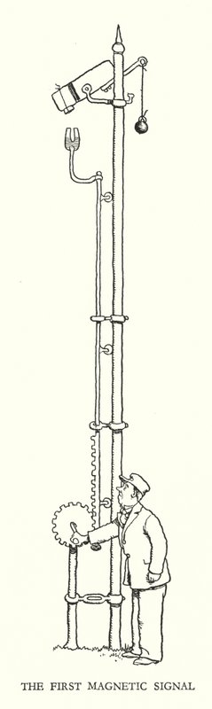Ilustração para a Ribaldry Ferroviária de W Heath Robinson (litho) de William Heath Robinson