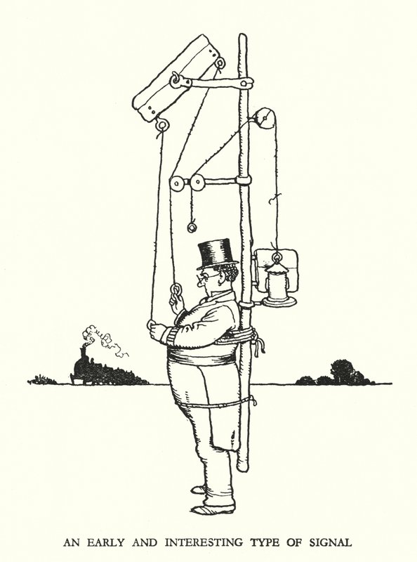 Ilustração para a Ribaldry Ferroviária de W Heath Robinson (litho) de William Heath Robinson