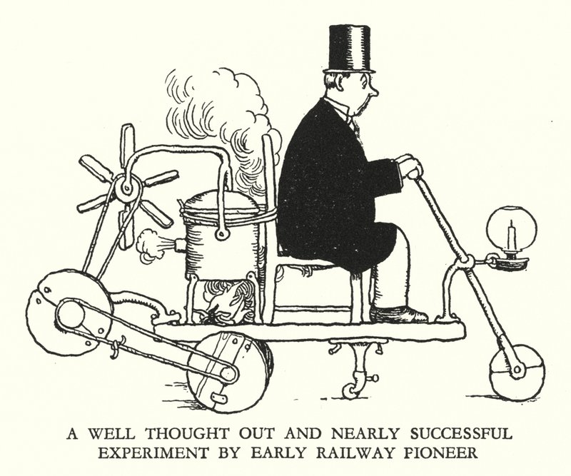 Ilustração para a Ribaldry Ferroviária de W Heath Robinson (litho) de William Heath Robinson
