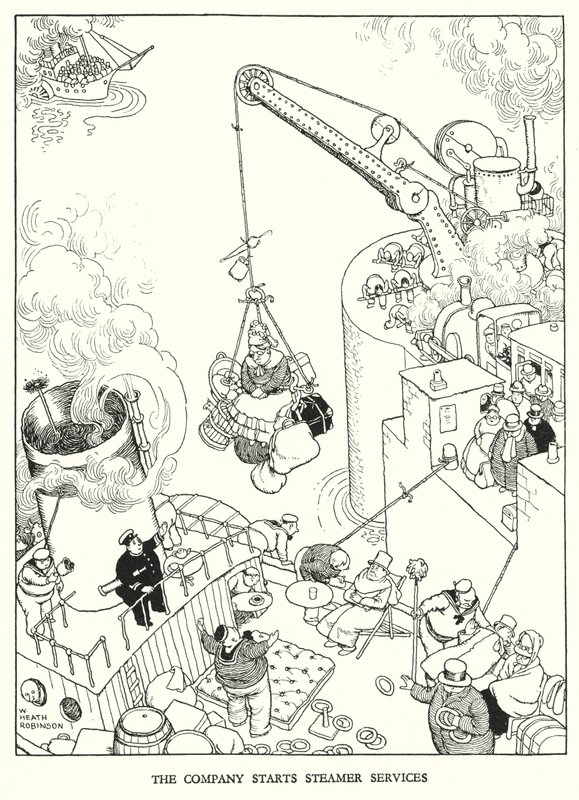 Ilustração para a Ribaldry Ferroviária de W Heath Robinson (litho) de William Heath Robinson