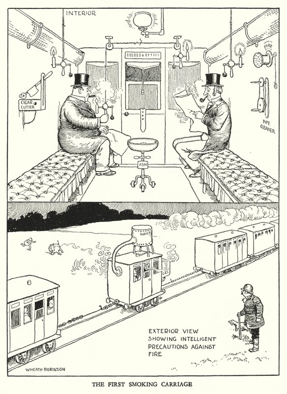 Ilustração para a Ribaldry Ferroviária de W Heath Robinson (litho) de William Heath Robinson