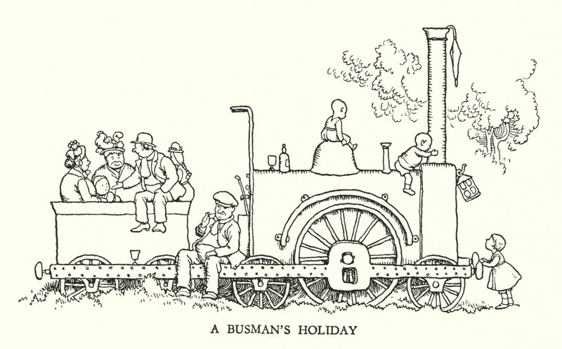 Ilustração para a Ribaldry Ferroviária de W Heath Robinson (litho) de William Heath Robinson