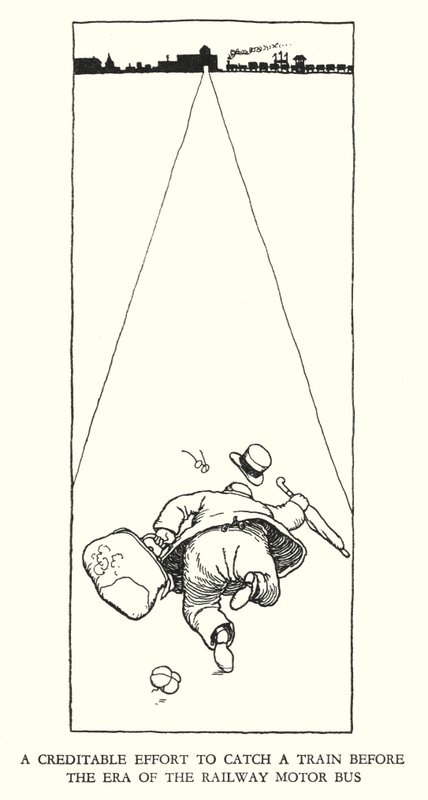 Ilustração para a Ribaldry Ferroviária de W Heath Robinson (litho) de William Heath Robinson