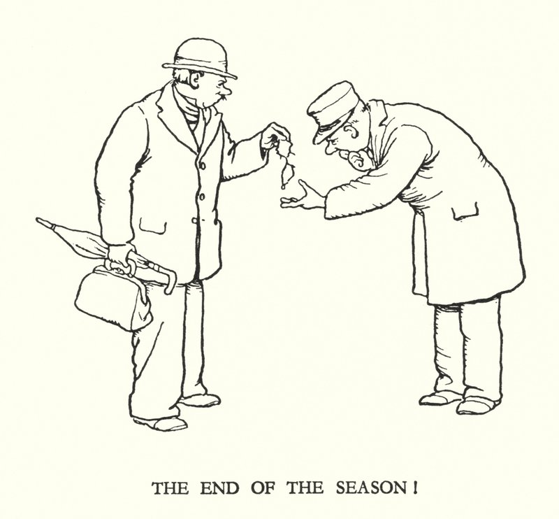 Ilustração para a Ribaldry Ferroviária de W Heath Robinson (litho) de William Heath Robinson