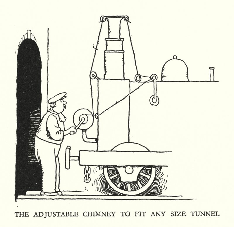 Ilustração para a Ribaldry Ferroviária de W Heath Robinson (litho) de William Heath Robinson