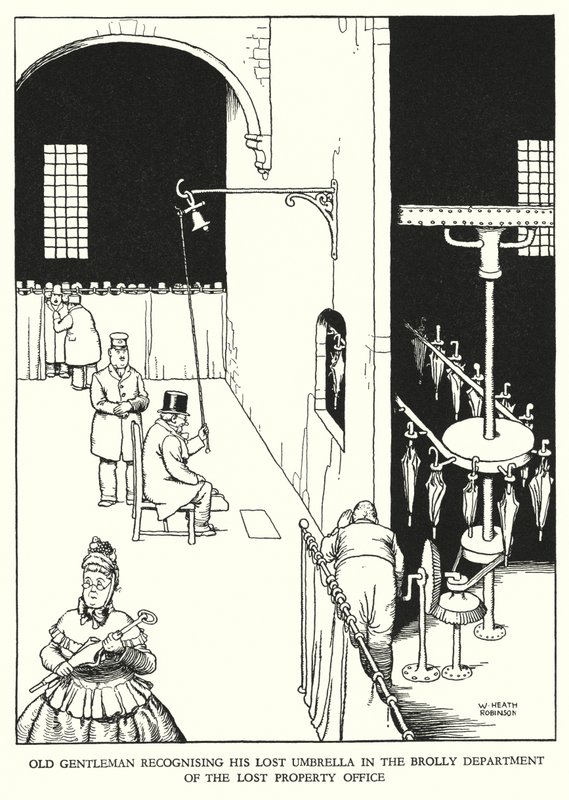 Ilustração para a Ribaldry Ferroviária de W Heath Robinson (litho) de William Heath Robinson
