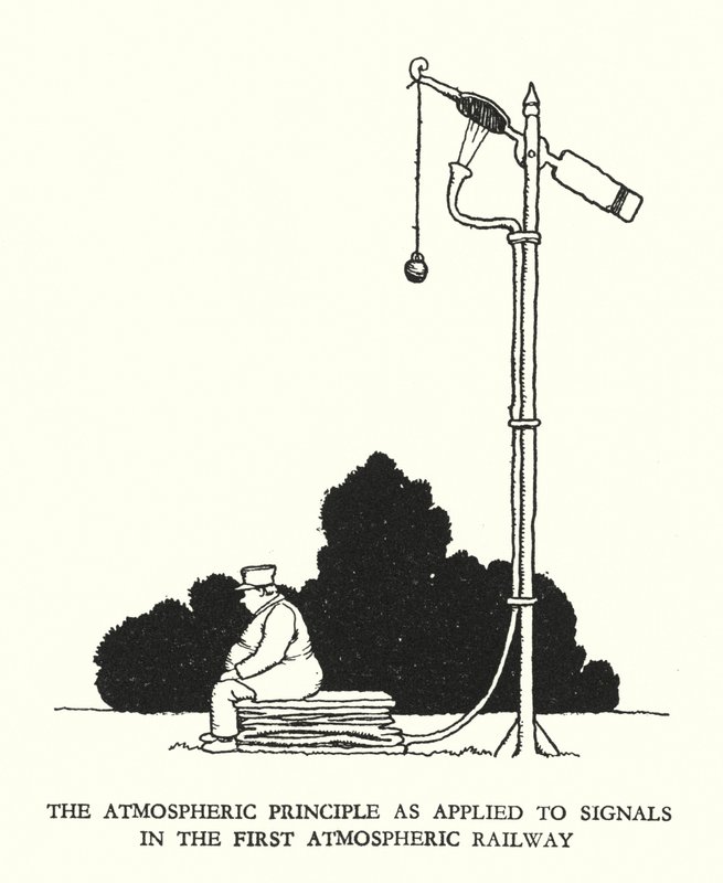 Ilustração para a Ribaldry Ferroviária de W Heath Robinson (litho) de William Heath Robinson