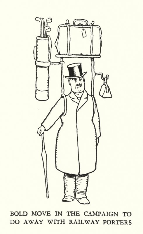 Ilustração para a Ribaldry Ferroviária de W Heath Robinson (litho) de William Heath Robinson