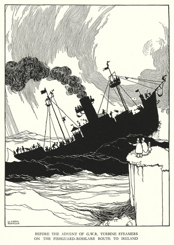 Ilustração para a Ribaldry Ferroviária de W Heath Robinson (litho) de William Heath Robinson