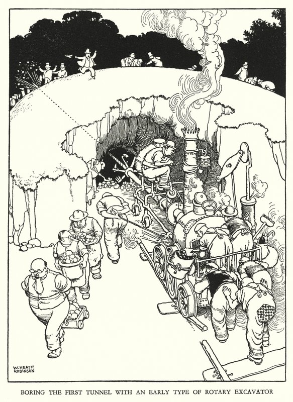 Ilustração para a Ribaldry Ferroviária de W Heath Robinson (litho) de William Heath Robinson