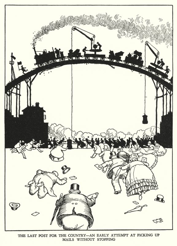 Ilustração para a Ribaldry Ferroviária de W Heath Robinson (litho) de William Heath Robinson