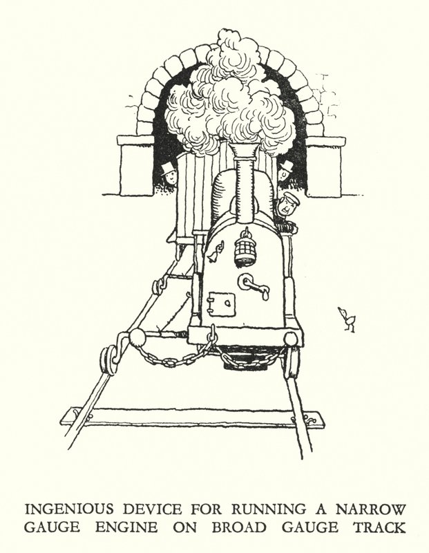 Ilustração para a Ribaldry Ferroviária de W Heath Robinson (litho) de William Heath Robinson