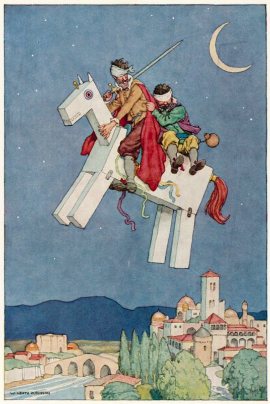 Ilustração para As Aventuras de Dom Quixote (cor litho) de William Heath Robinson