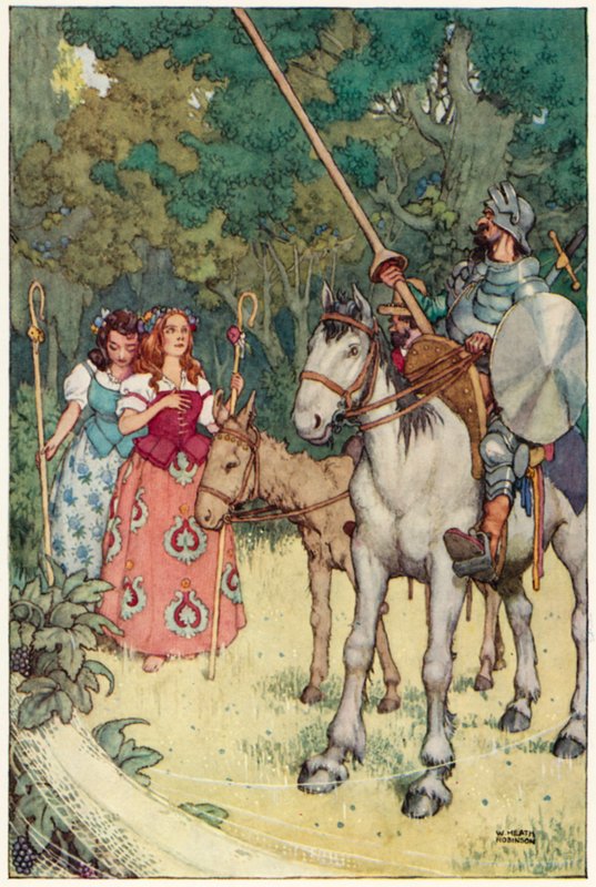 Ilustração para As Aventuras de Dom Quixote (cor litho) de William Heath Robinson