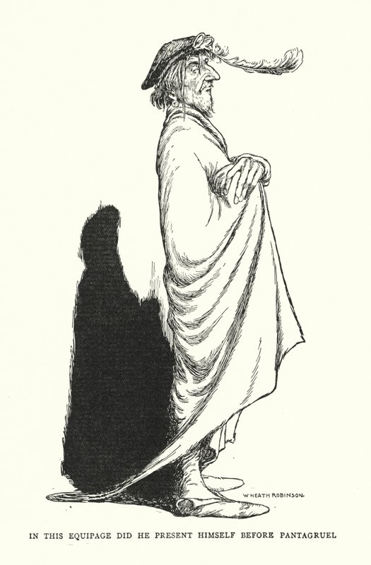 Neste equipamento ele se apresentou diante de Pantagruel (litho) de William Heath Robinson