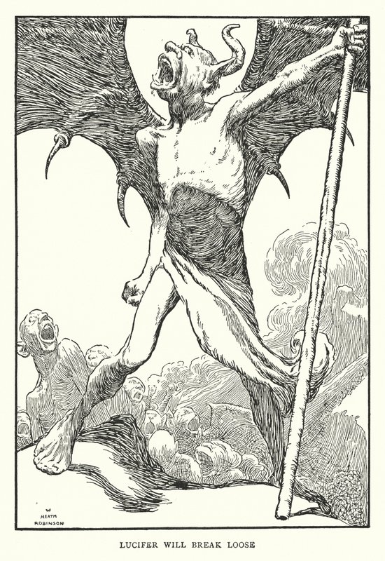 Lúcifer vai se soltar (litho) de William Heath Robinson