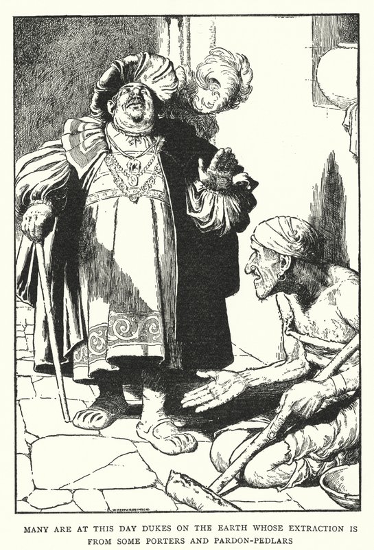 Muitos são neste dia Duques na terra cuja extração é de alguns carregadores e pedreiros de perdão (litho) de William Heath Robinson