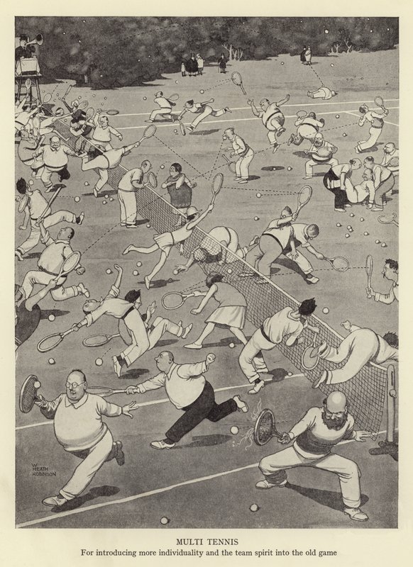 Multi-tênis, para introduzir mais individualidade e espírito de equipe no jogo antigo de William Heath Robinson