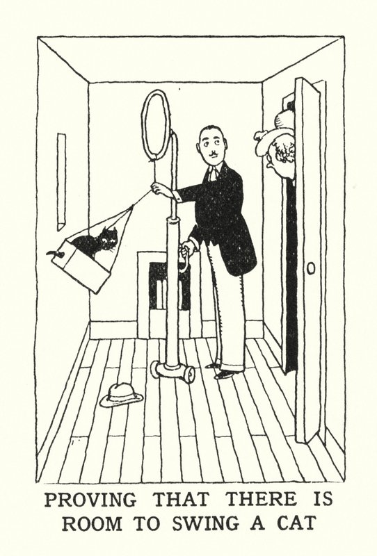 Provando que há espaço para balançar um gato (litho) de William Heath Robinson
