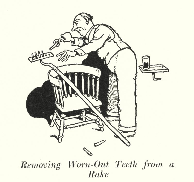 Remoção de Dentes Desgastados de um Rake (litho) de William Heath Robinson