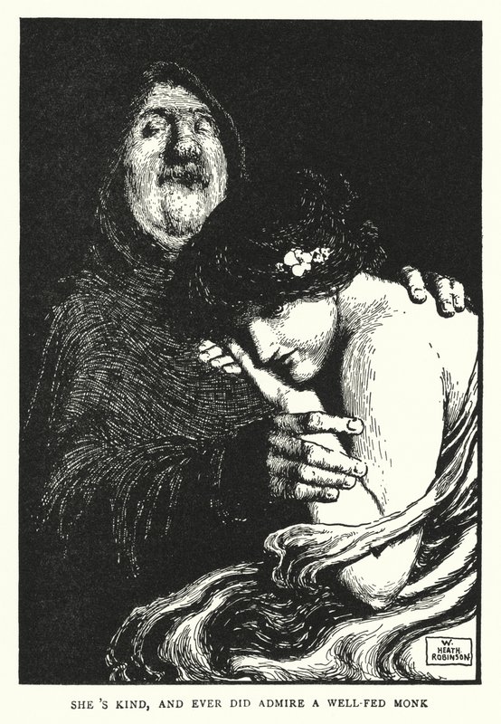 Ela é gentil, e alguma vez admirou um monge bem alimentado (litho) de William Heath Robinson