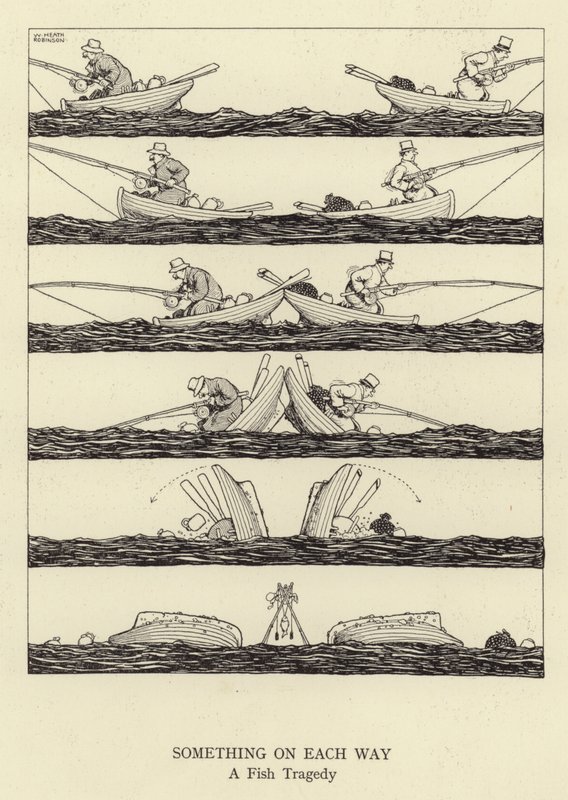Algo em cada sentido, uma tragédia de peixe de William Heath Robinson
