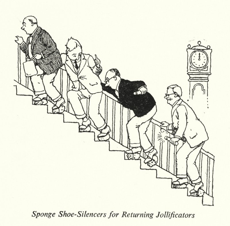 Sponge Shoe-Silencers for Returning Jollificators (litho) de William Heath Robinson